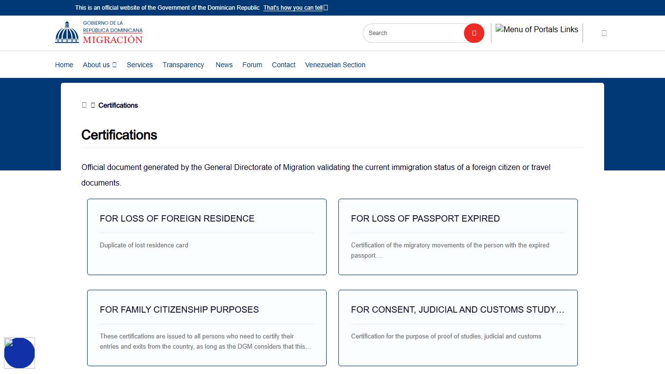 Certifications - DIRECCIÓN GENERAL DE MIGRACIÓN